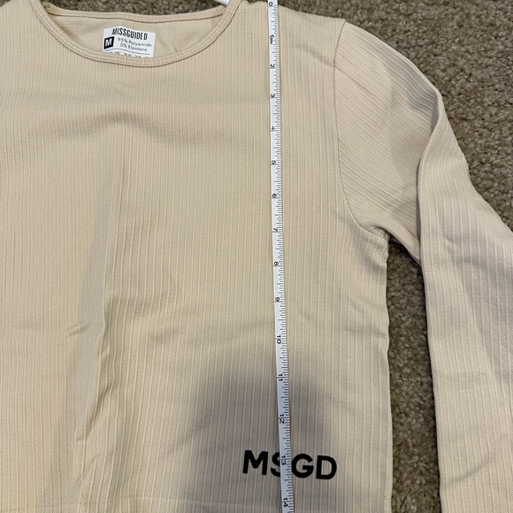 Missguided Beige Ribbed Top - Picture 6 of 6